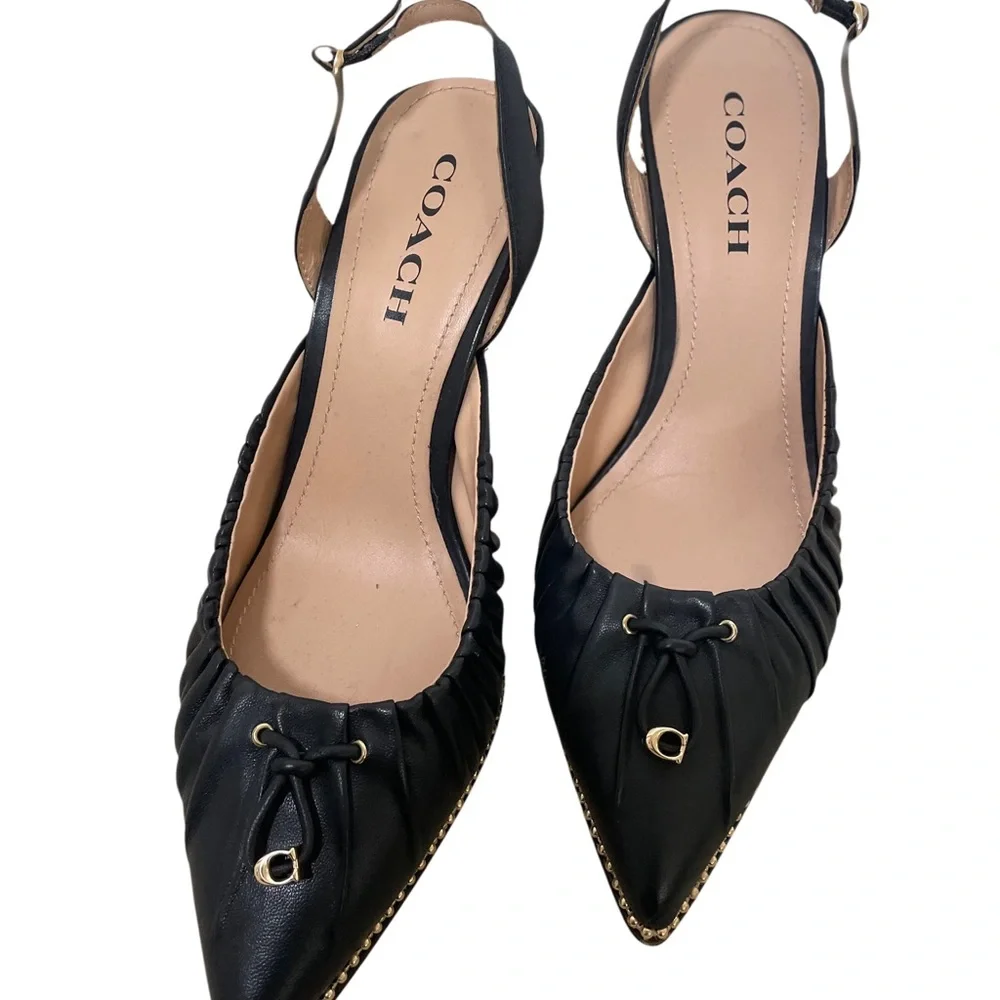 Coach Black Heels with Decorative Bow - Picture 4 of 4